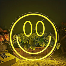 1pc Smile Face Neon Sign, LED Neon Light Wall Decor Face Light Up Signs USB Powered Yellow Neon Signs For Bedroom Kids Room Wedding Party Decoration