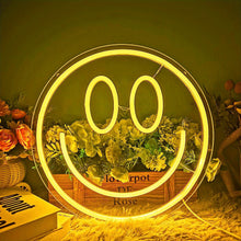 1pc Smile Face Neon Sign, LED Neon Light Wall Decor Face Light Up Signs USB Powered Yellow Neon Signs For Bedroom Kids Room Wedding Party Decoration