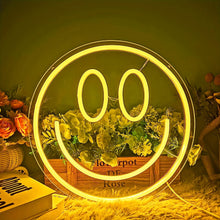1pc Smile Face Neon Sign, LED Neon Light Wall Decor Face Light Up Signs USB Powered Yellow Neon Signs For Bedroom Kids Room Wedding Party Decoration